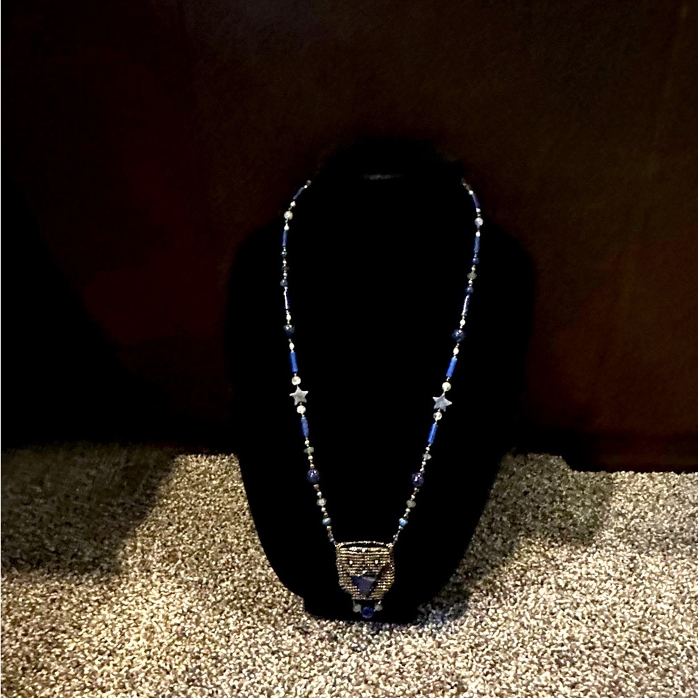 Vintage 1990’s Sedona Artisan Handmade Beaded Necklace with Lapis/Labradorite